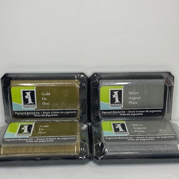 Inkadinkado Pigment Based Ink Stamp Pad Silver Gold 2 Each Crafts - Picture 1 of 13
